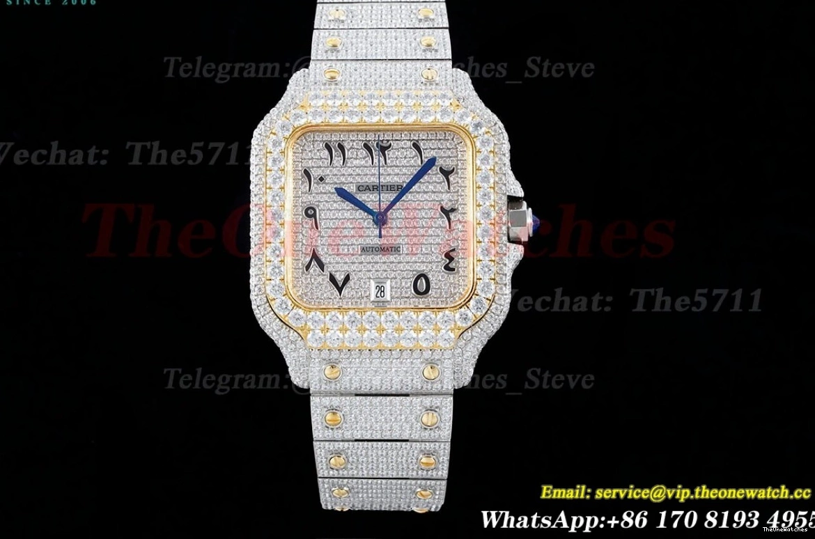 40mm Arab YG MY9015 SS Dia AMG XL Mens 100 Santos SS 0424